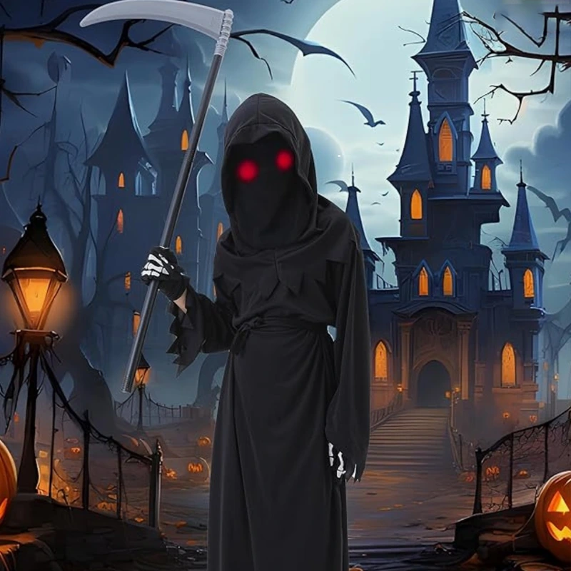 ปาร์ตี้แนวสยองขวัญ Kids Grim Reaper เครื่องแต่งกายพร้อมหน้ากาก